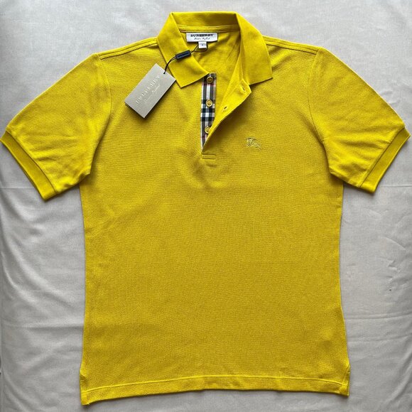 Burberry London Men's New Casual Yellow Color Polo Shirt Medium Size - Picture 2 of 10